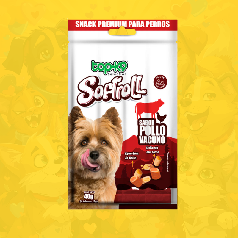 Snack Topk9 Softroll sabor pollo vacuno